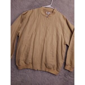 Bullock Jones Bomber Jacket Mens Large Linen Blend Lined Lightweight Full Zip L
